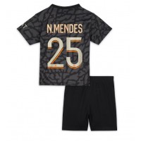 Paris Saint-Germain Nuno Mendes #25 Tretí Detský futbalový dres 2023-24 Krátky Rukáv (+ trenírky)